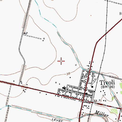 Topographic Map of Tivoli Census Designated Place, TX