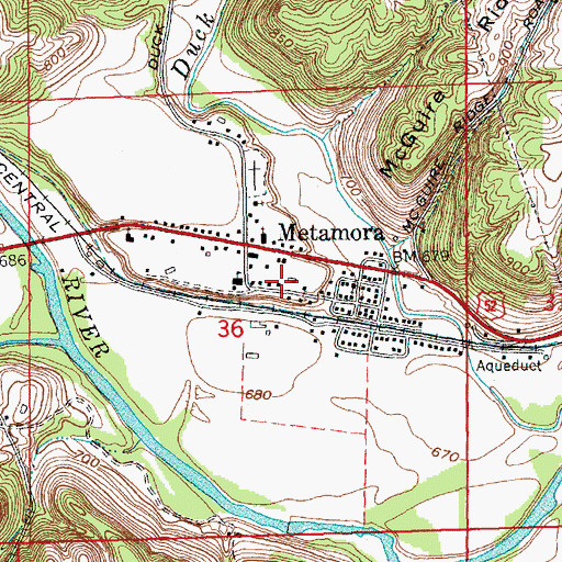 Topographic Map of Metamora Census Designated Place, IN