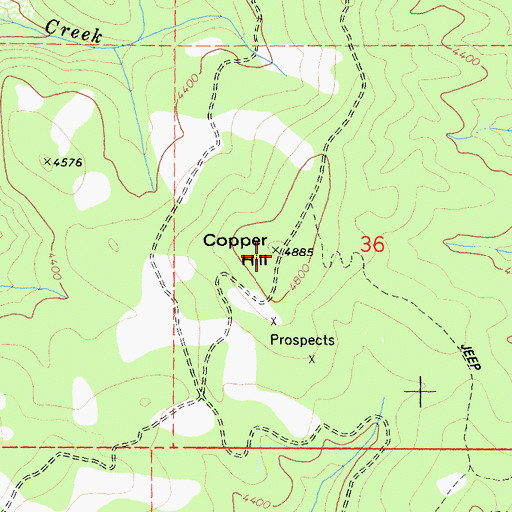 Topographic Map of Copper Hill, CA