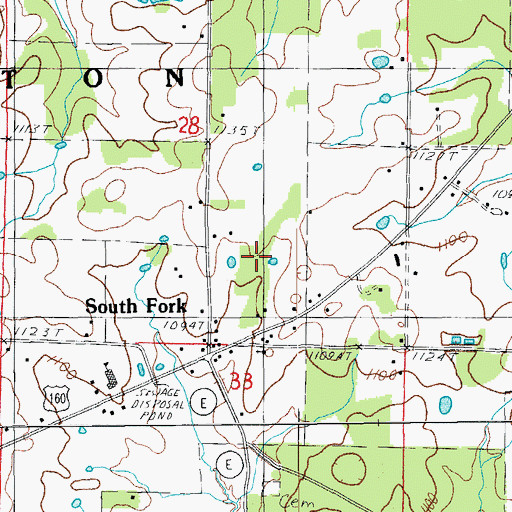 Topographic Map of South Fork Census Designated Place, MO