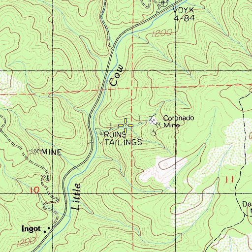 Topographic Map of Coronado Mine, CA