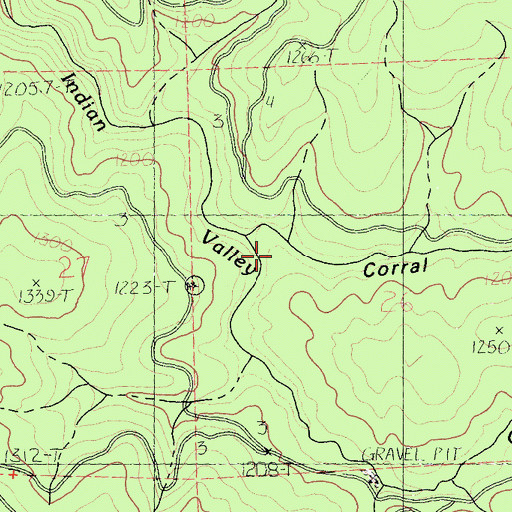 Topographic Map of Corral Gulch, CA