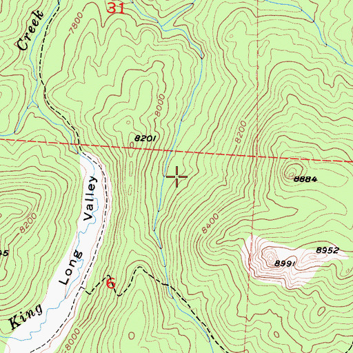 Topographic Map of Corral Valley Trail (historical), CA