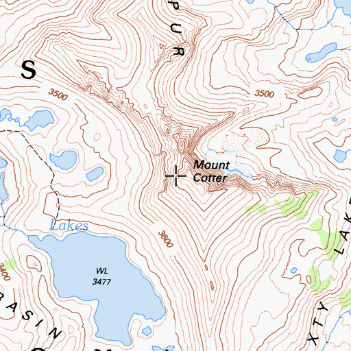 Topographic Map of Mount Cotter, CA