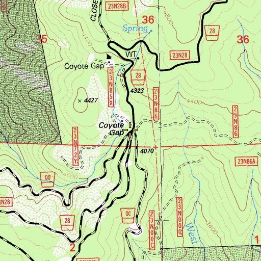 Topographic Map of Coyote Gap, CA