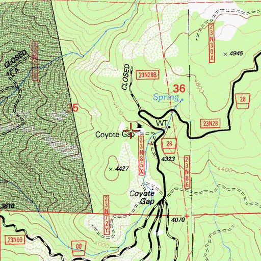 Topographic Map of Coyote Gap Forest Service Station, CA
