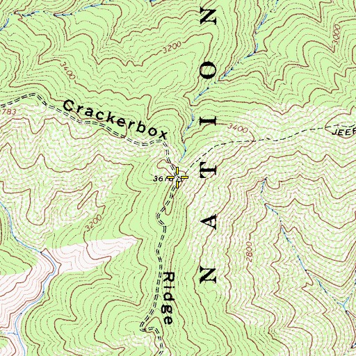 Topographic Map of Crackerbox Ridge, CA