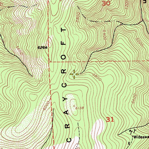 Topographic Map of Craycroft Ridge, CA