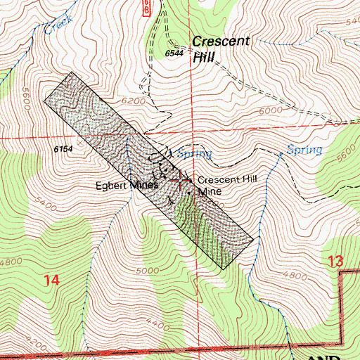 Topographic Map of Crescent Hill Mine, CA