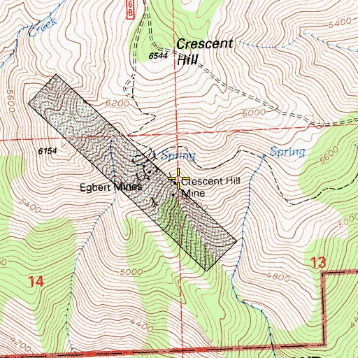 Topographic Map of Crescent Hill Mine, CA
