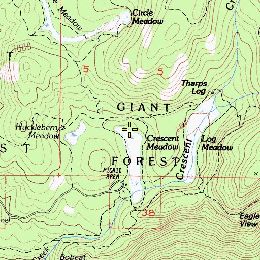 Topographic Map of Crescent Meadow, CA