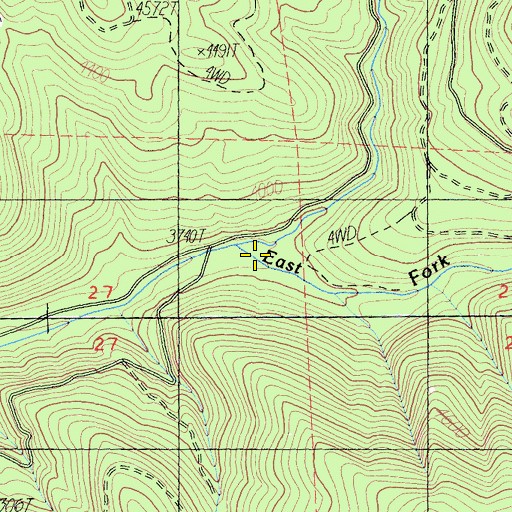Topographic Map of Crow Creek, CA