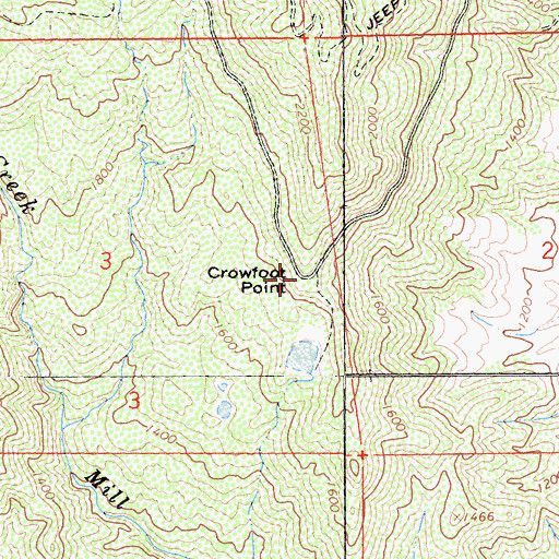 Topographic Map of Crowfoot Point, CA