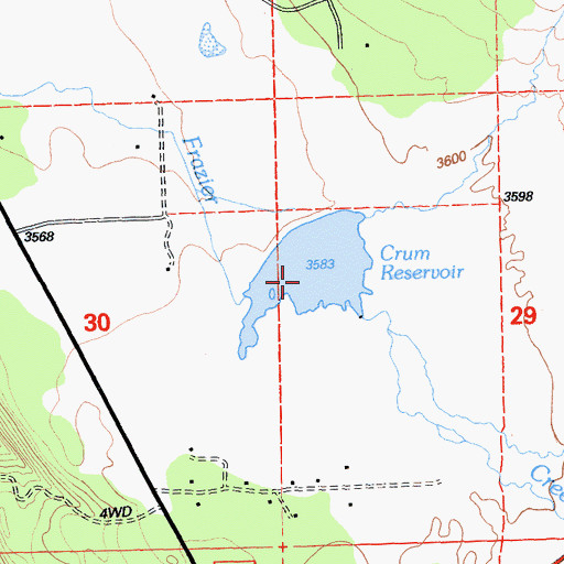 Topographic Map of Crum Reservoir, CA