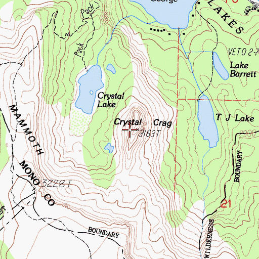 Topographic Map of Crystal Crag, CA