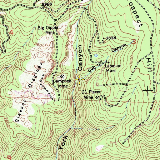 Topographic Map of Cub Canyon, CA