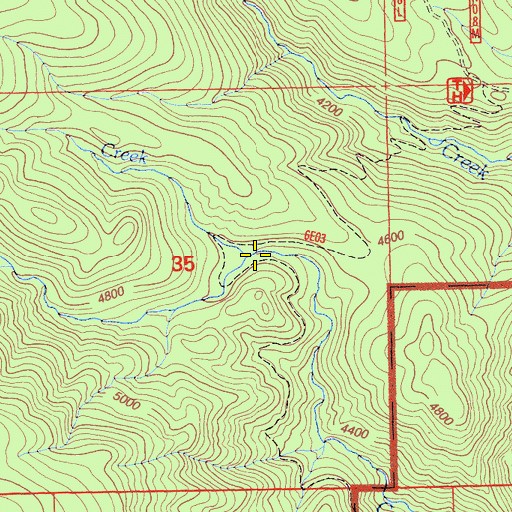 Topographic Map of Cub Creek, CA