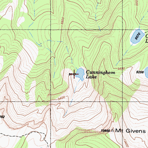 Topographic Map of Cunningham Lake, CA