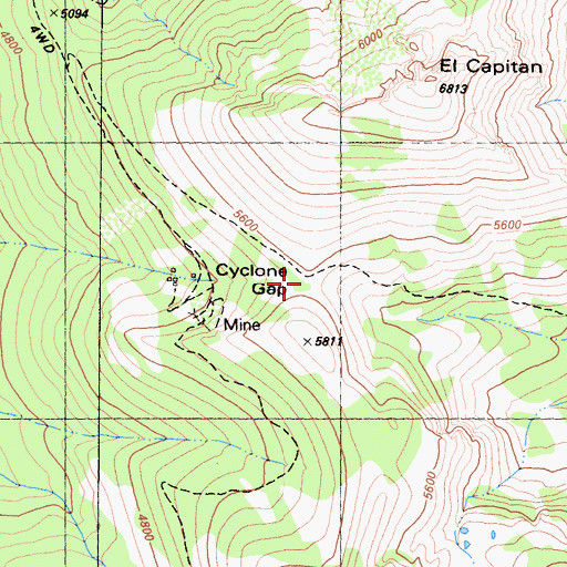 Topographic Map of Cyclone Gap, CA