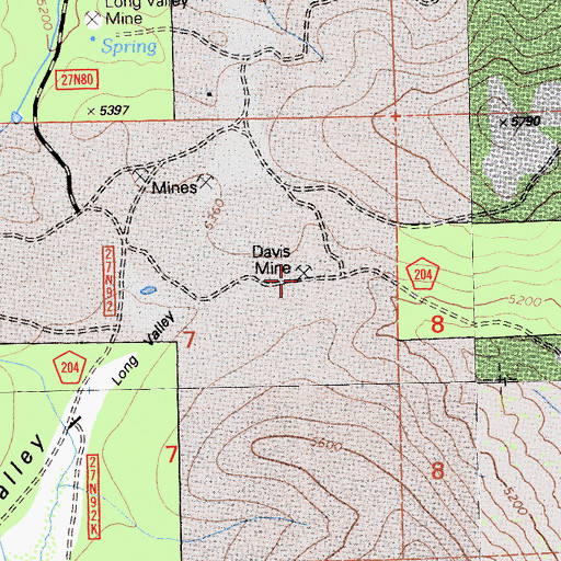 Topographic Map of Davis Mine, CA