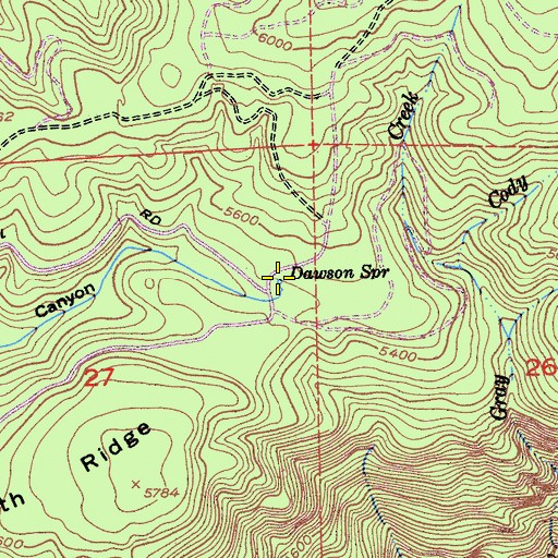 Topographic Map of Dawson Spring, CA