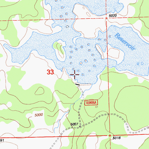 Topographic Map of Dead Horse Reservoir, CA