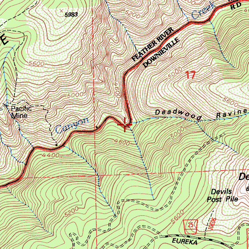 Topographic Map of Deadwood Ravine, CA