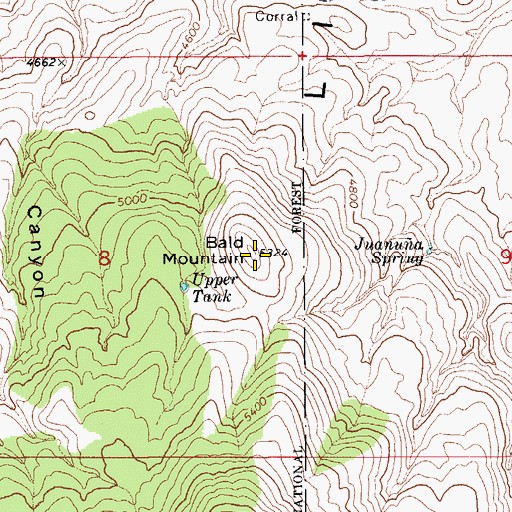 Topographic Map of Bald Mountain, AZ