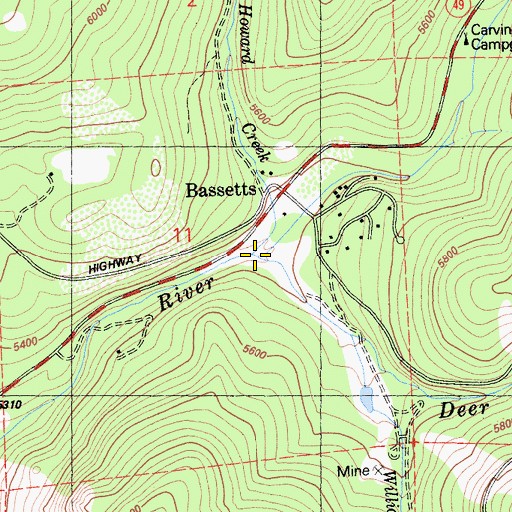 Topographic Map of Deer Creek, CA
