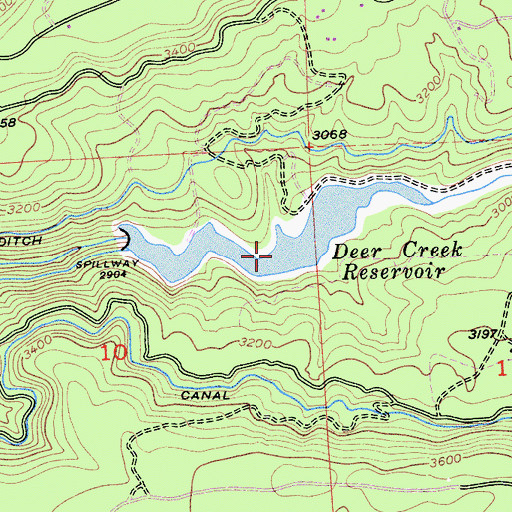 Topographic Map of Deer Creek Reservoir, CA