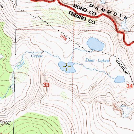 Topographic Map of Deer Lakes, CA