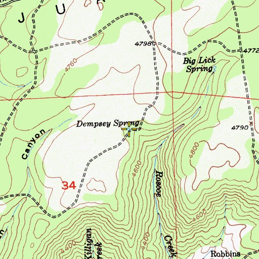 Topographic Map of Dempsey Spring, CA
