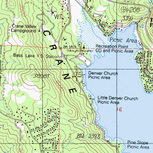Topographic Map of Denver Church Campground, CA