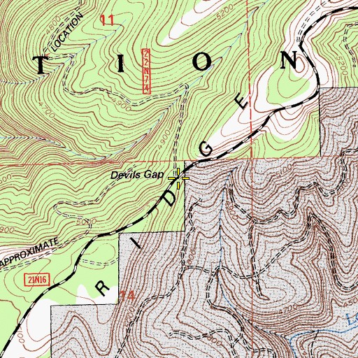 Topographic Map of Devils Gap, CA