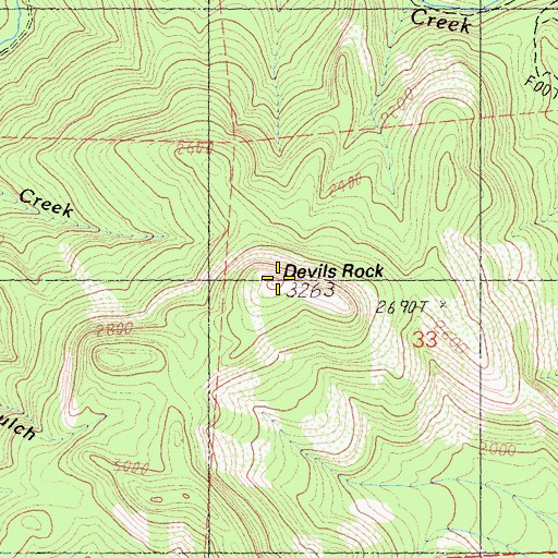 Topographic Map of Devils Rock, CA
