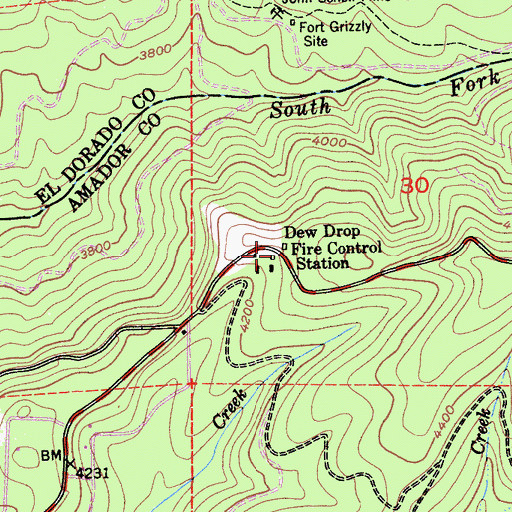Topographic Map of Dew Drop Fire Control Station, CA