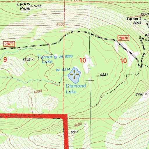 Topographic Map of Diamond Lake, CA