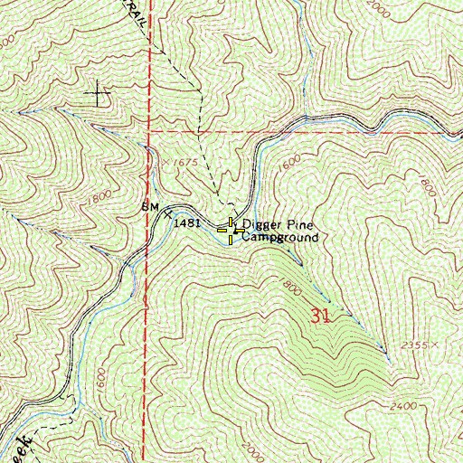 Topographic Map of Digger Pine Campground, CA