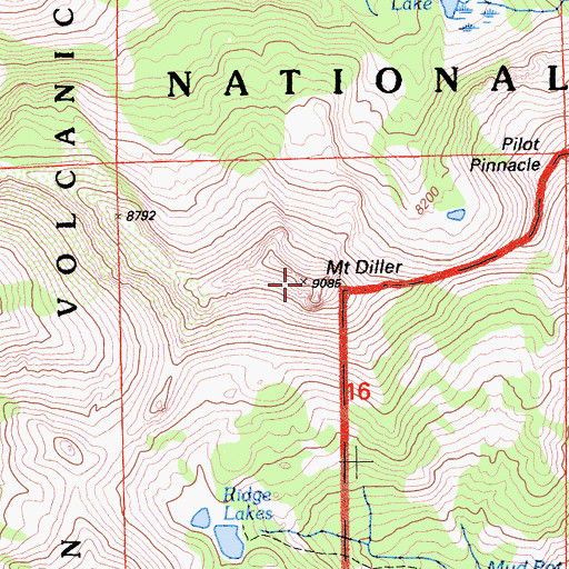 Topographic Map of Mount Diller, CA