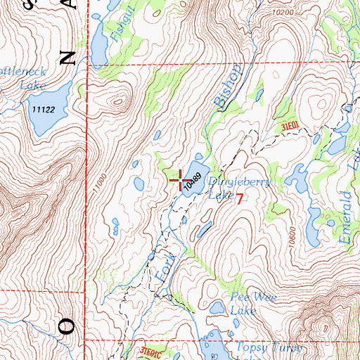 Topographic Map of Dingleberry Lake, CA