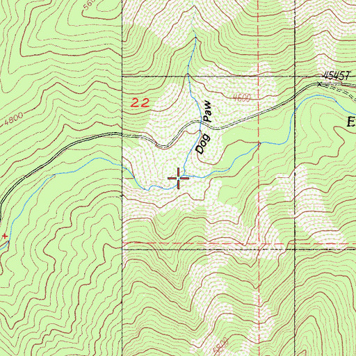 Topographic Map of Dog Paw Gulch, CA