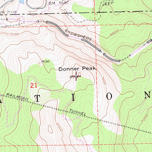 Topographic Map of Donner Peak, CA