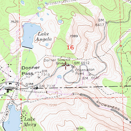 Topographic Map of Donner Summit Bridge, CA