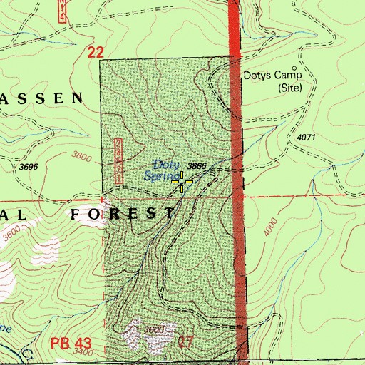 Topographic Map of Doty Spring, CA