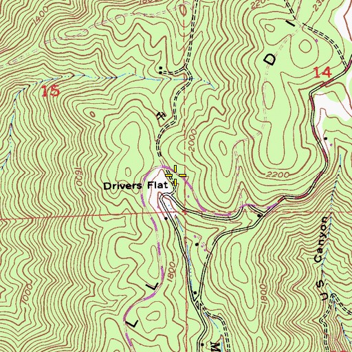 Topographic Map of Drivers Flat, CA
