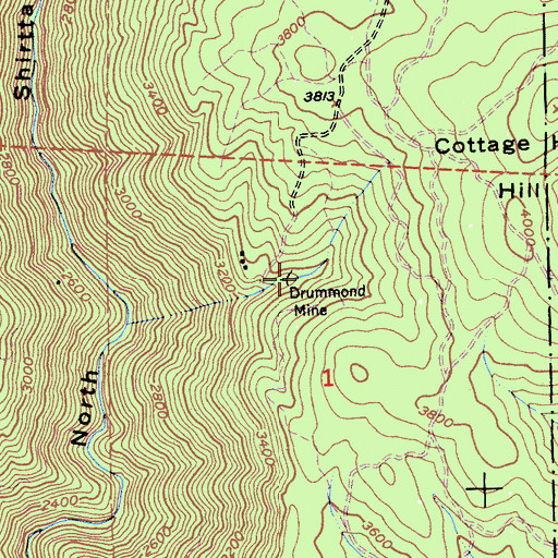 Topographic Map of Drummond Mine, CA