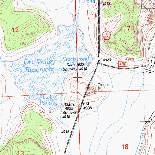 Topographic Map of Dry Valley Reservoir, CA