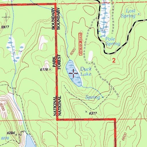 Topographic Map of Duck Lake, CA
