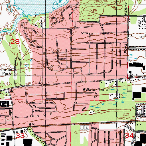 Topographic Map of Donal M Snyder Community Center, MS