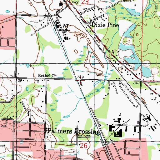 Topographic Map of Savannah Grove Missionary Baptist Church, MS
